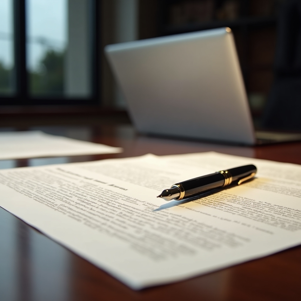 Real estate documents and contract papers on a professional desk