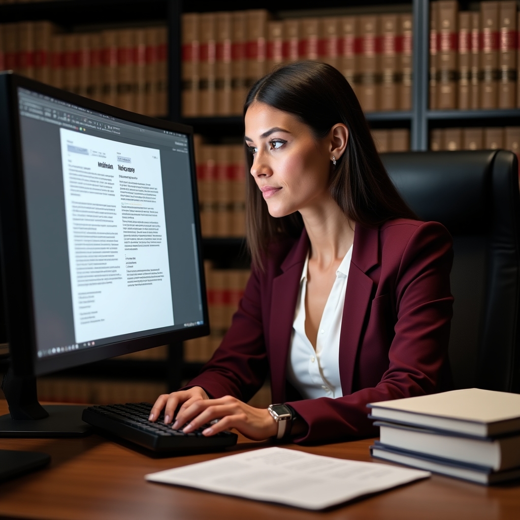 Professional translator working with real estate documents at a well-organized desk